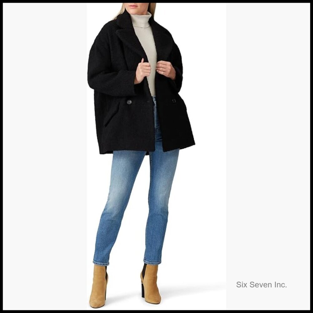 Wool & Pea Coat, Fitted Peacoat with Long Sleeves, Partial Lining